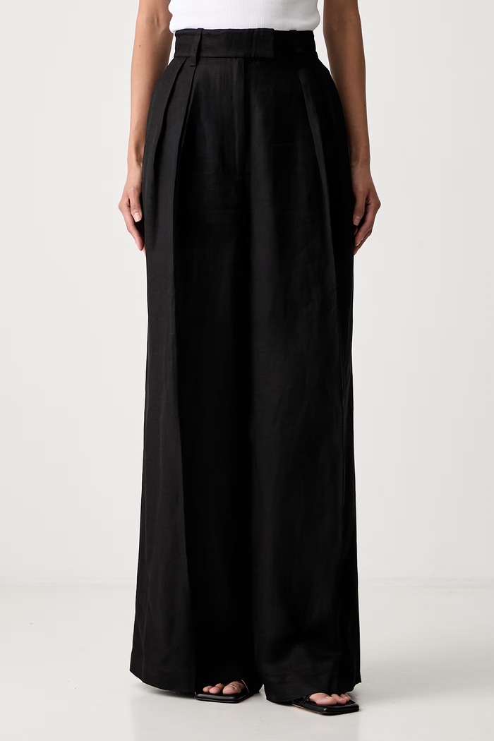 Anine Bing LOU TROUSER spodnie z lnem damskie czarny A.03.12488.BLK33