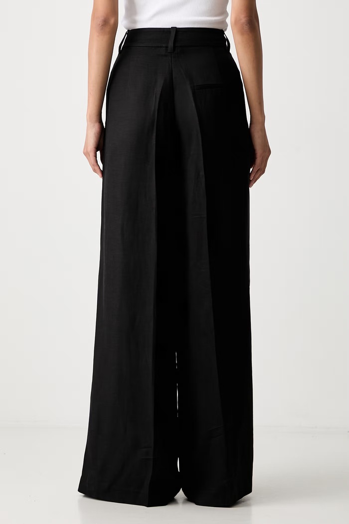 Odzież Anine Bing LOU TROUSER spodnie z lnem damskie A.03.12488.BLK33 czarny