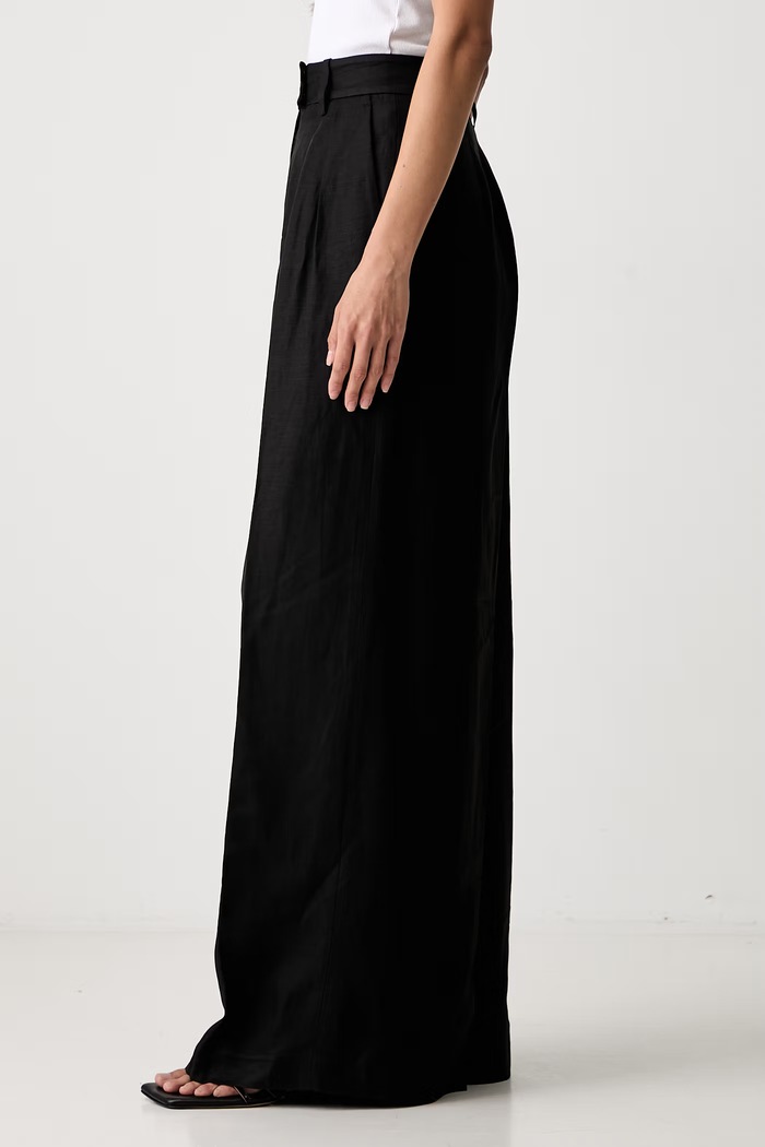 Anine Bing LOU TROUSER spodnie z lnem damskie czarny A.03.12488.BLK33