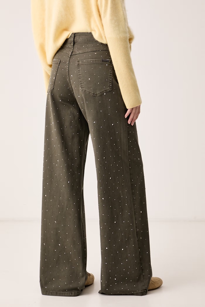 Odzież Joseph Ribkoff Jeansy wide leg damskie 262940F26 zielony