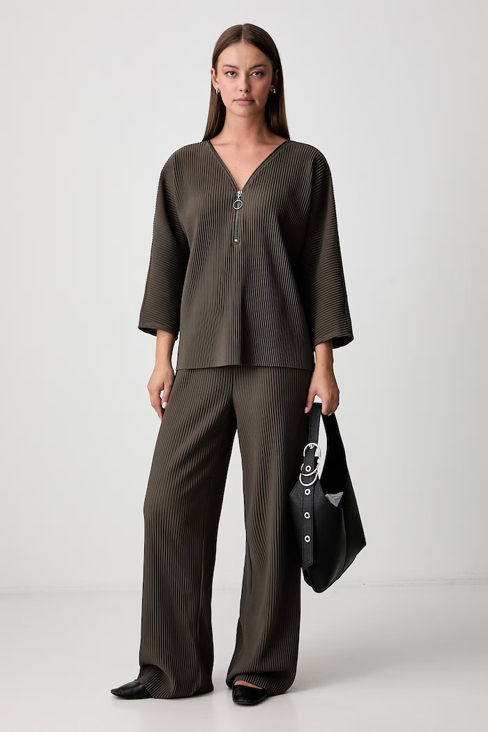 Joseph Ribkoff spodnie wide leg damskie 254006F26 zielony AW26