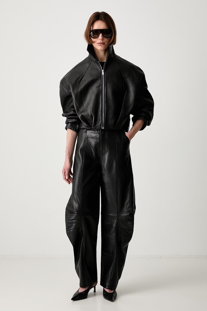 Rotate LEATHER CARGO spodnie skórzane damskie 116170100 czarny