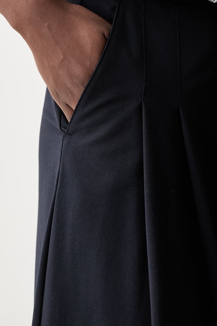 MM by Max Mara spodnie palazzo damskie MMLVONGOLA granatowy 2626786147600