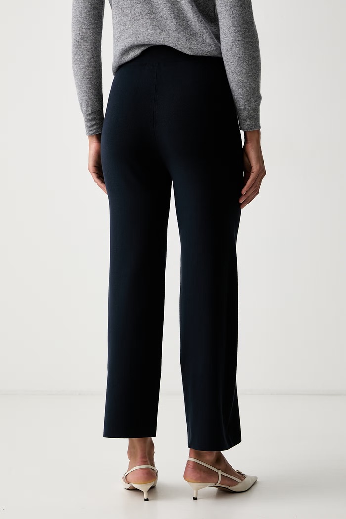 Odzież MM by Max Mara spodnie damskie z wiskozą MMLROTONDO 2626336017600 granatowy