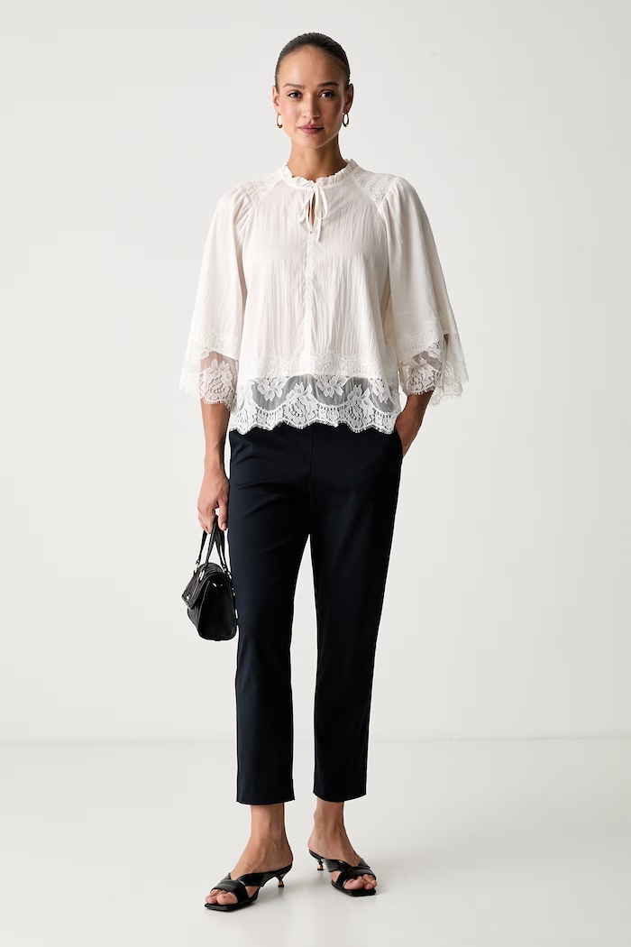 MM by Max Mara spodnie damskie bawełniane z elastanem MMLMARA 2626136027600 granatowy AW26