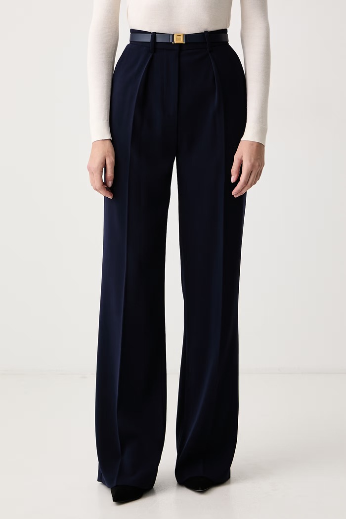 Elisabetta Franchi Spodnie garniturowe damskie granatowy PA20766E2