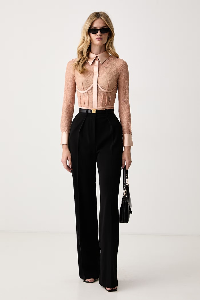 Elisabetta Franchi Spodnie garniturowe damskie PA20766E2 czarny AW26