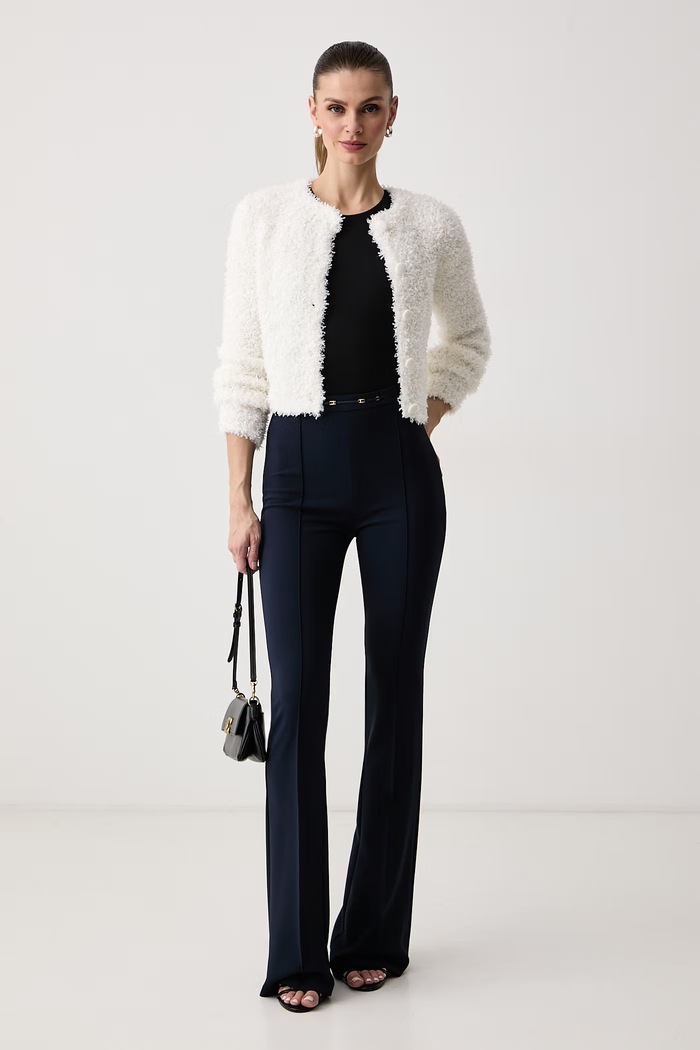Elisabetta Franchi Spodnie flare damskie PA19766E2 granatowy AW26