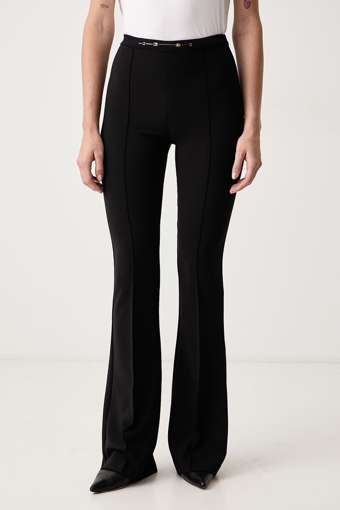 Elisabetta Franchi Spodnie flare damskie czarny PA19766E2