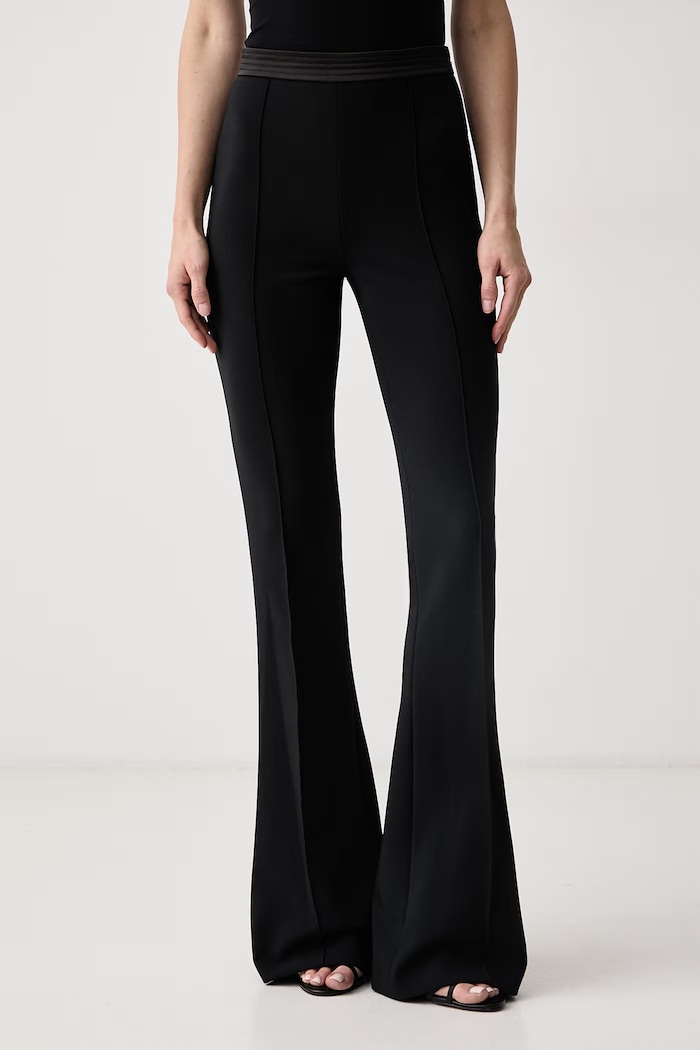 Elisabetta Franchi Spodnie dzwony damskie czarny PA19366E2
