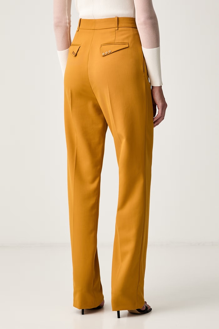 Odzież Elisabetta Franchi spodnie damskie z wełną PA19066E2 żółty