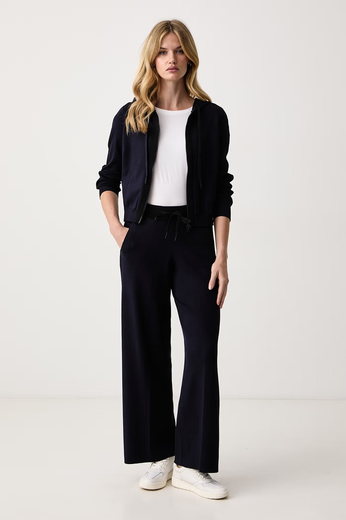 Elisabetta Franchi Spodnie dresowe damskie z wiskozą KP75S66E2 granatowy AW26
