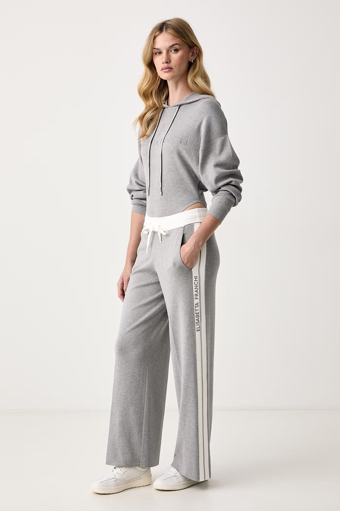Elisabetta Franchi Spodnie dresowe damskie z wiskozą KP75S66E2 szary AW26
