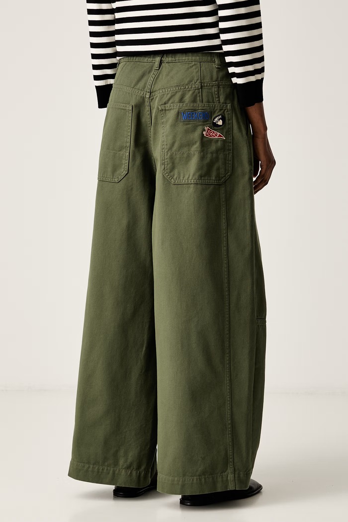 Odzież Weekend Max Mara spodnie damskie bawełniane WKDBACCA 2625136111600 zielony