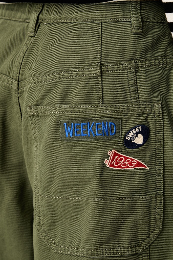 Weekend Max Mara spodnie damskie bawełniane WKDBACCA zielony 2625136111600
