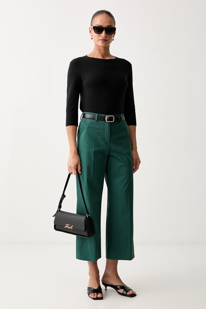 Weekend Max Mara spodnie damskie z bawełną WKDURIAL 2625136031600 zielony AW26