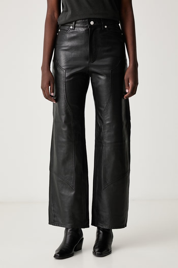 Zadig&Voltaire Παντελόνι ίσιο γυναικείο δερμάτινο PERYA μαύρο RWPA01110