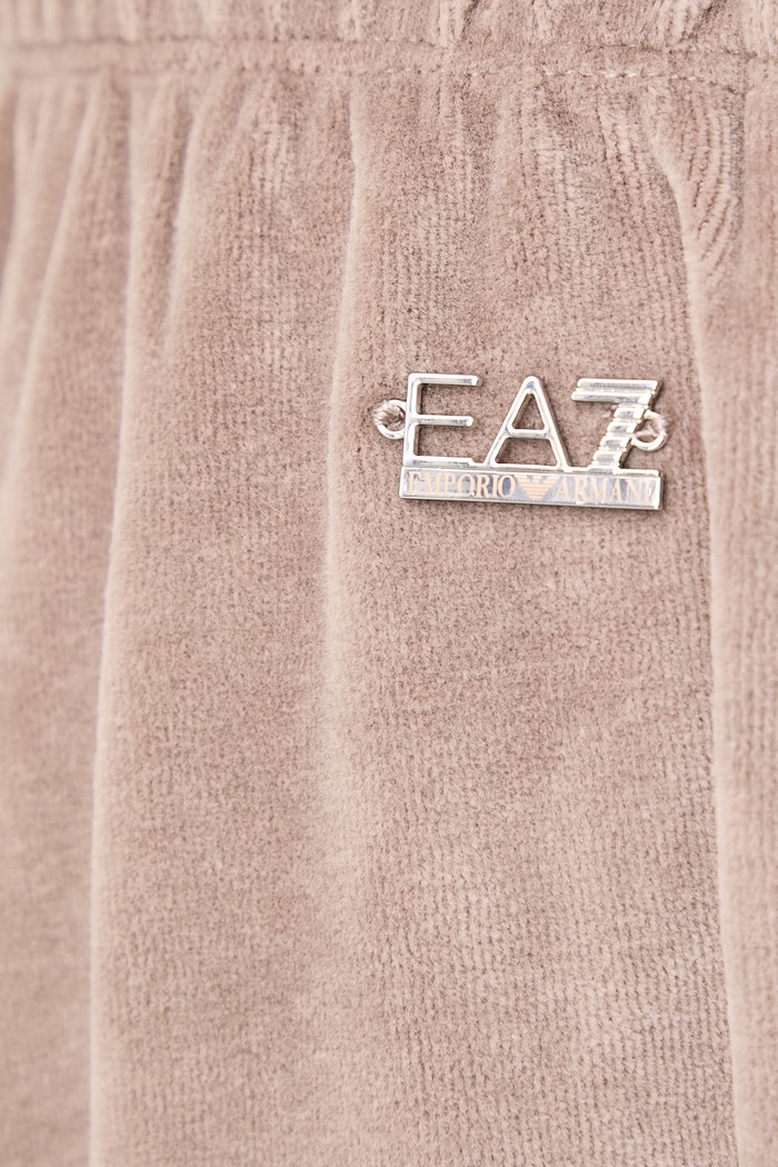 Spodnie dresowe damskie z bawełną EA7 Emporio Armani AF26044.7W001433 brązowy