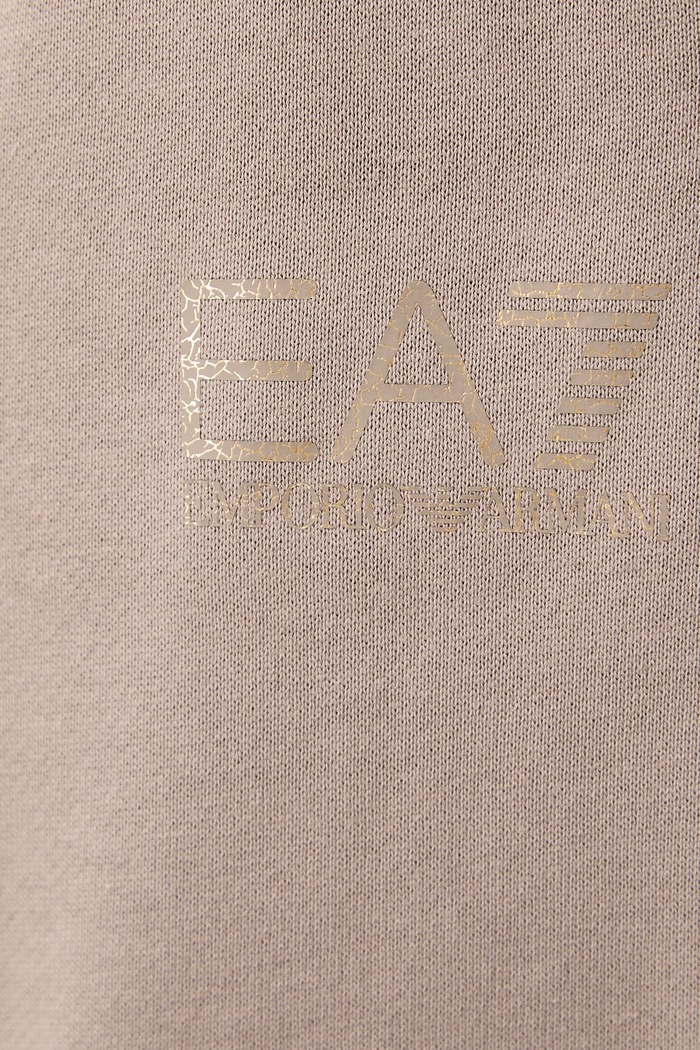 Spodnie dresowe damskie z bawełną EA7 Emporio Armani AF10377.7W001372 brązowy