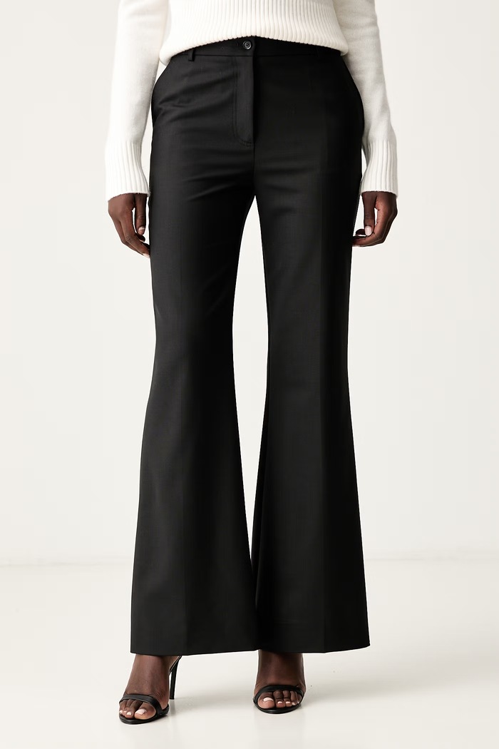 Pinko nohavice wide leg dámske s vlnou čierna 107214.A3G3