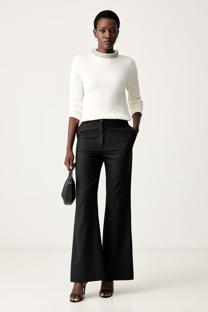 Pinko nohavice wide leg dámske s vlnou 107214.A3G3 čierna AW26