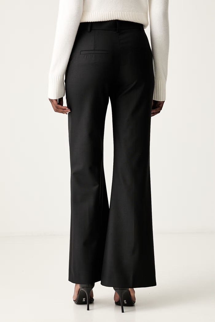 Oblečenie Pinko nohavice wide leg dámske s vlnou 107214.A3G3 čierna