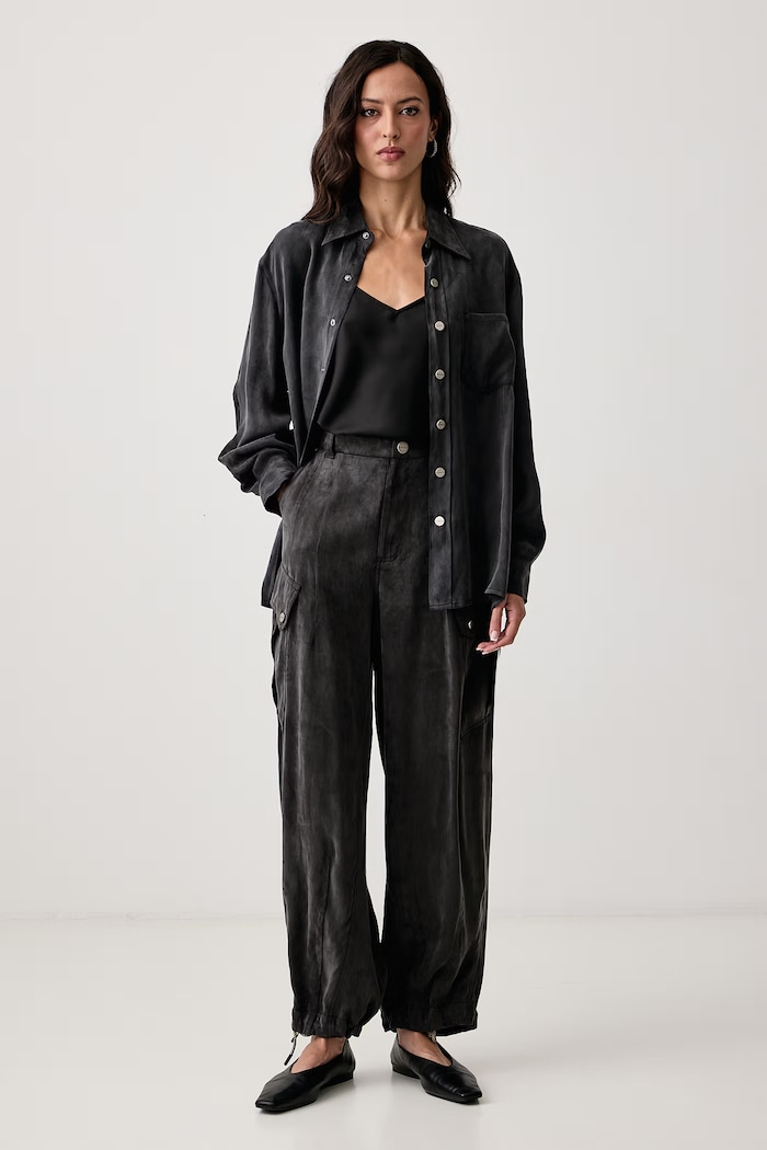 Pinko Панталон карго дамски от купро 106444.A3F8 черен AW26