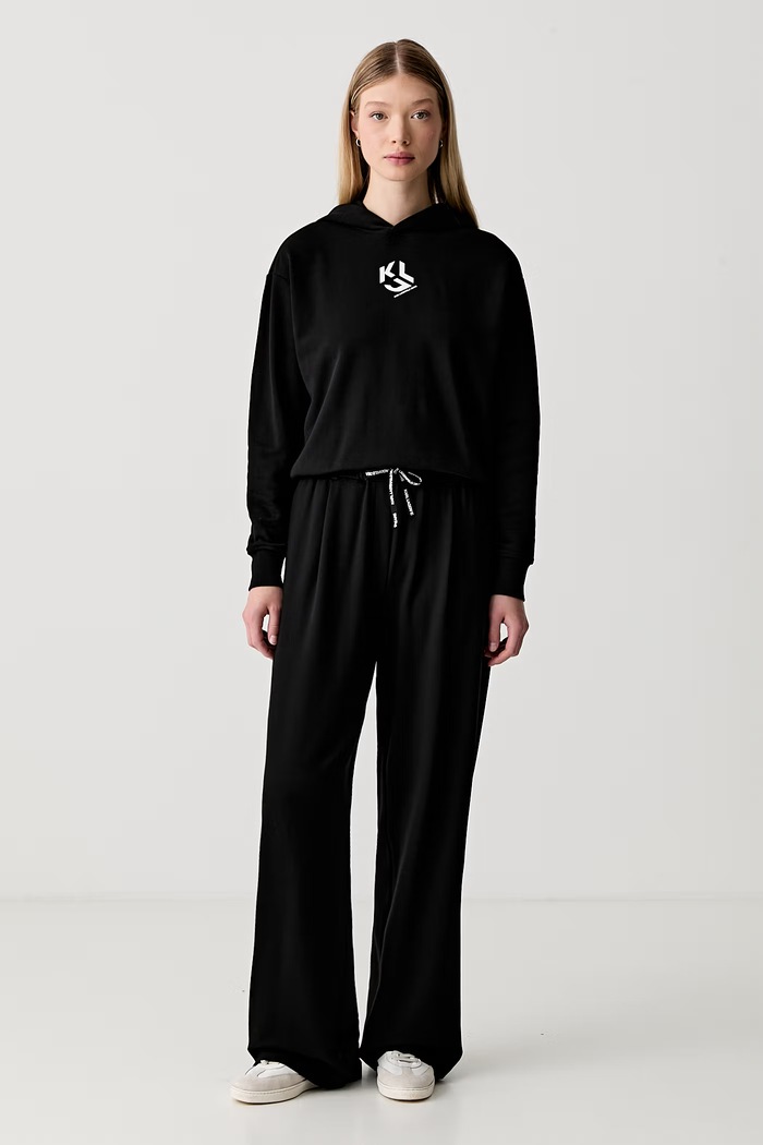 Karl Lagerfeld Jeans spodnie dresowe damskie z wiskozą B3W10024 czarny AW26