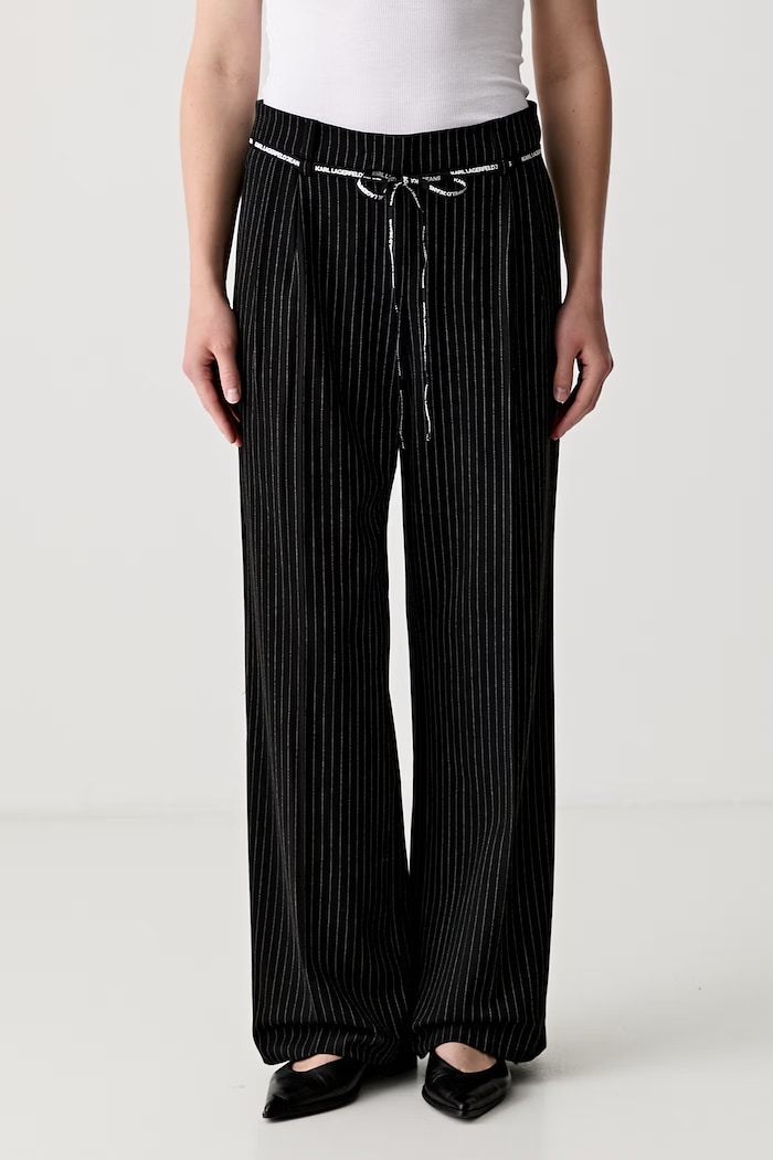 Karl Lagerfeld Jeans spodnie damskie z wiskozą czarny B3W10019