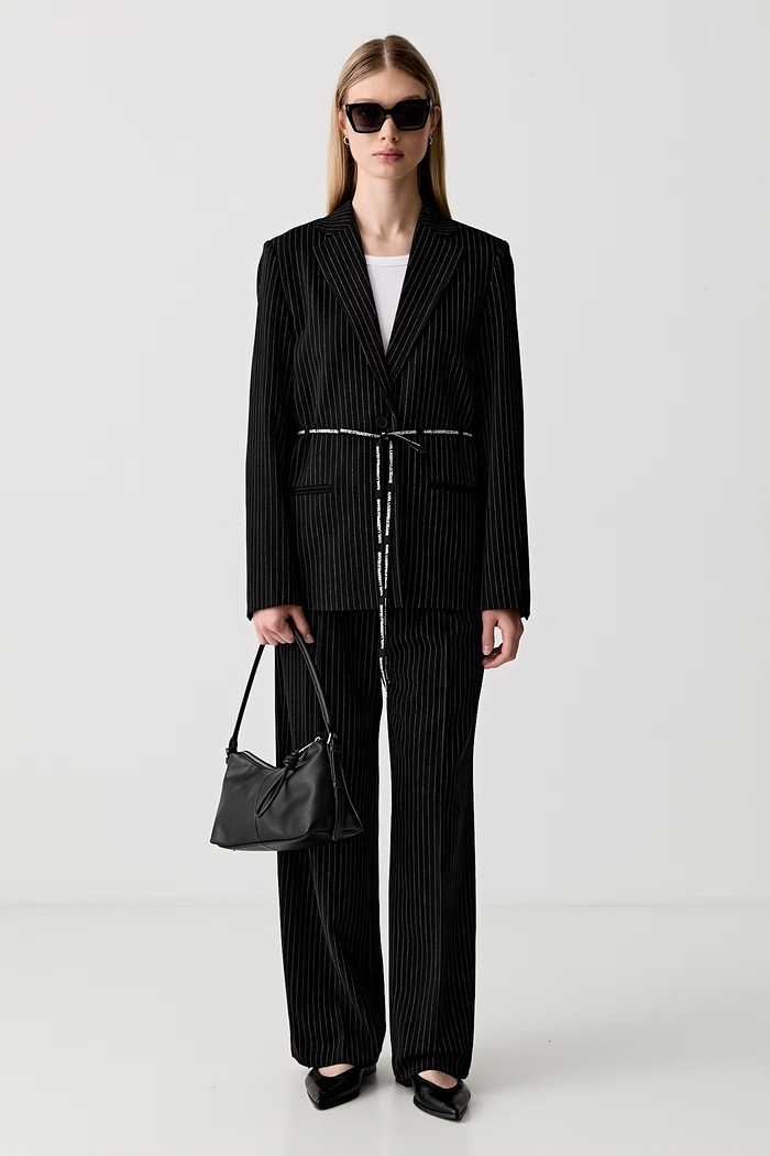 Karl Lagerfeld Jeans spodnie damskie z wiskozą B3W10019 czarny AW26