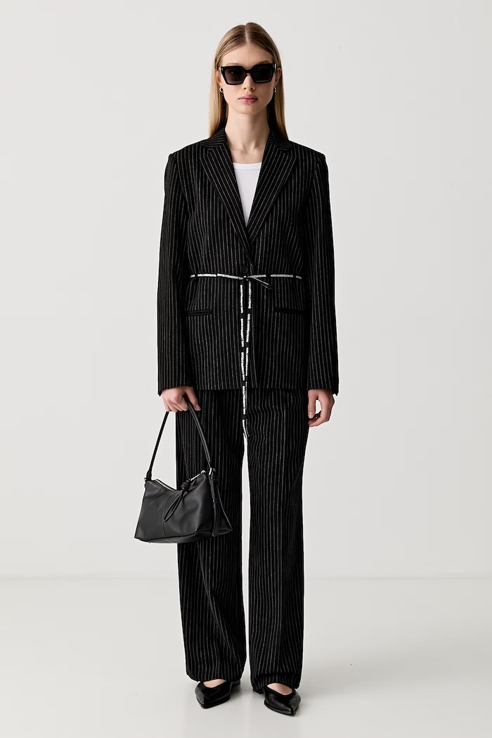 Karl Lagerfeld Jeans spodnie damskie z wiskozą B3W10019 czarny AW26