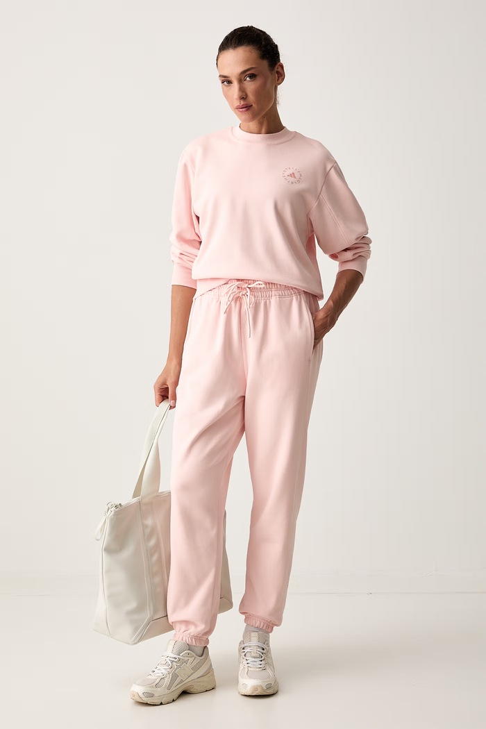 adidas by Stella McCartney spodnie dresowe damskie z bawełną KR6287 różowy AW26