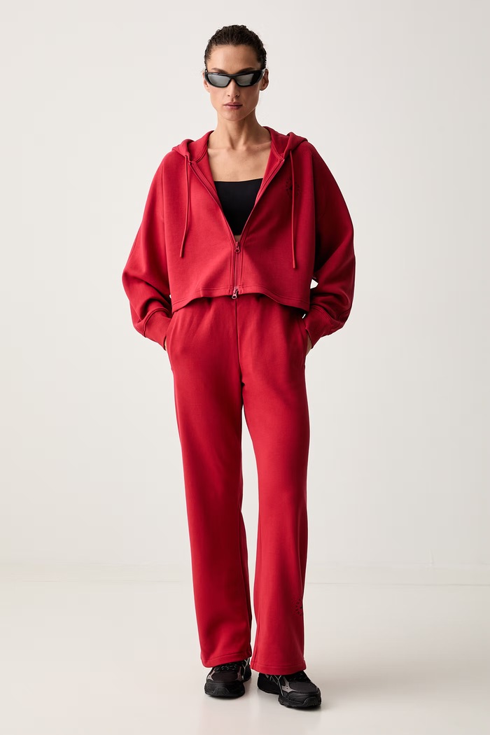 adidas by Stella McCartney spodnie dresowe damskie z bawełną KR6282 czerwony AW26