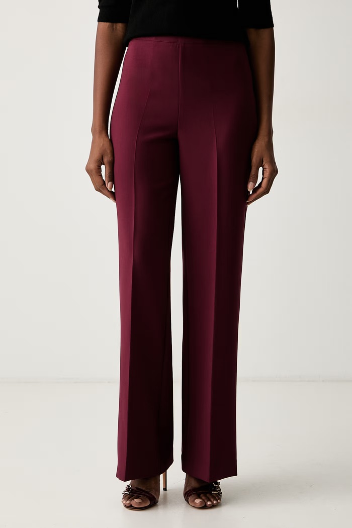Twinset nohavice dámske s viskózou burgundské 262TT2421