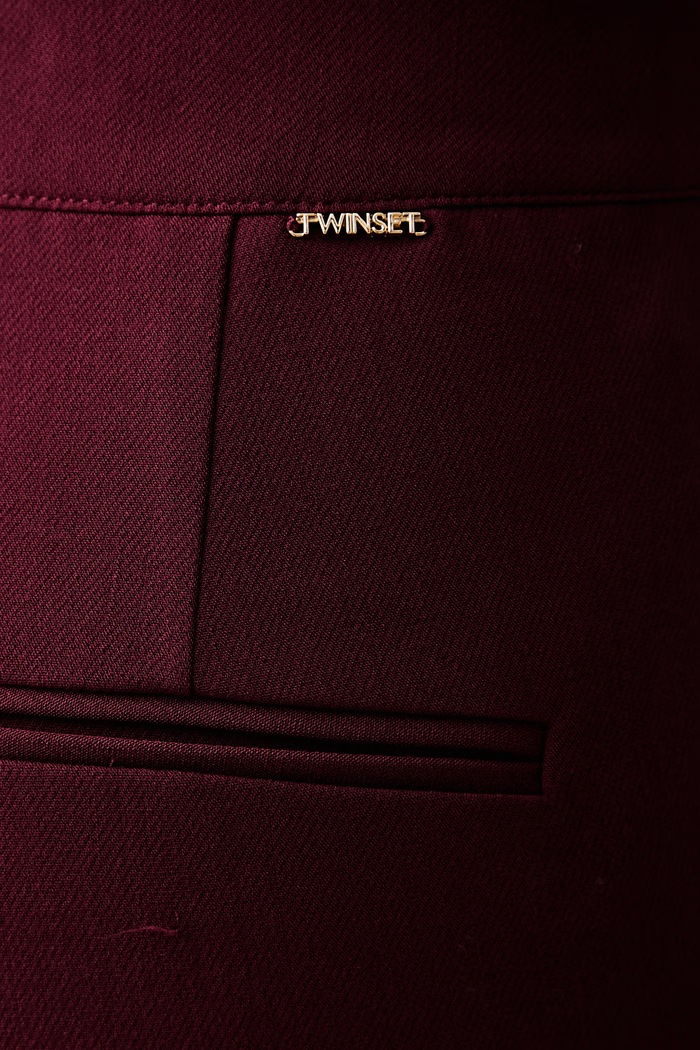 Twinset nohavice dámske s viskózou burgundské 262TT2421