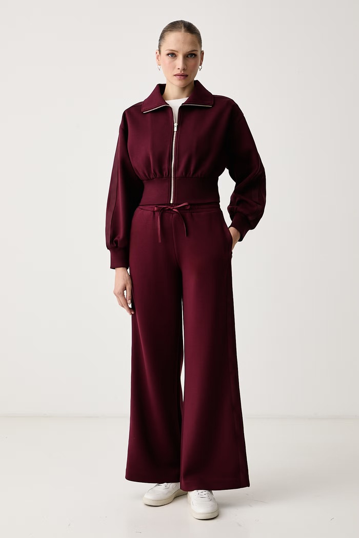 Twinset Teplákové nohavice dámske s viskózou 262TT2343 burgundské AW26