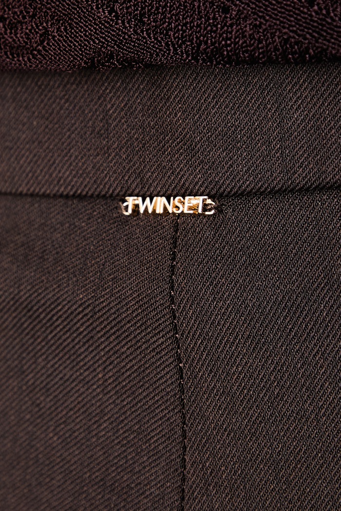 Ravne hlače ženske z dodatkom volne Twinset 262TT2223 rjava