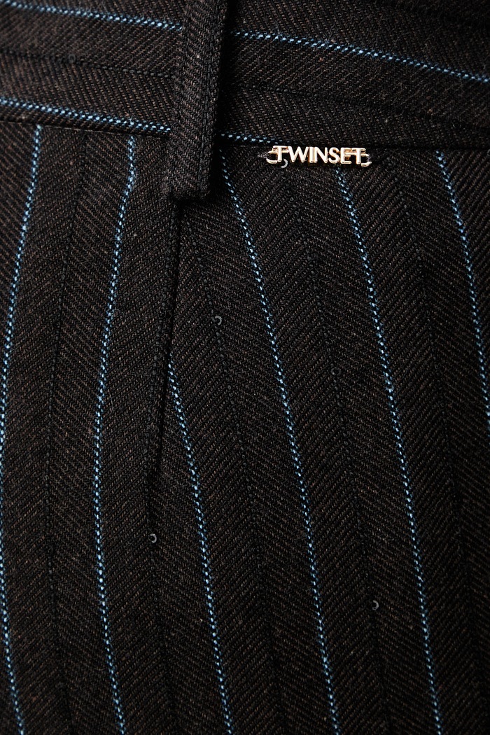 Twinset spodnie damskie z bawełną brązowy 262TF2021
