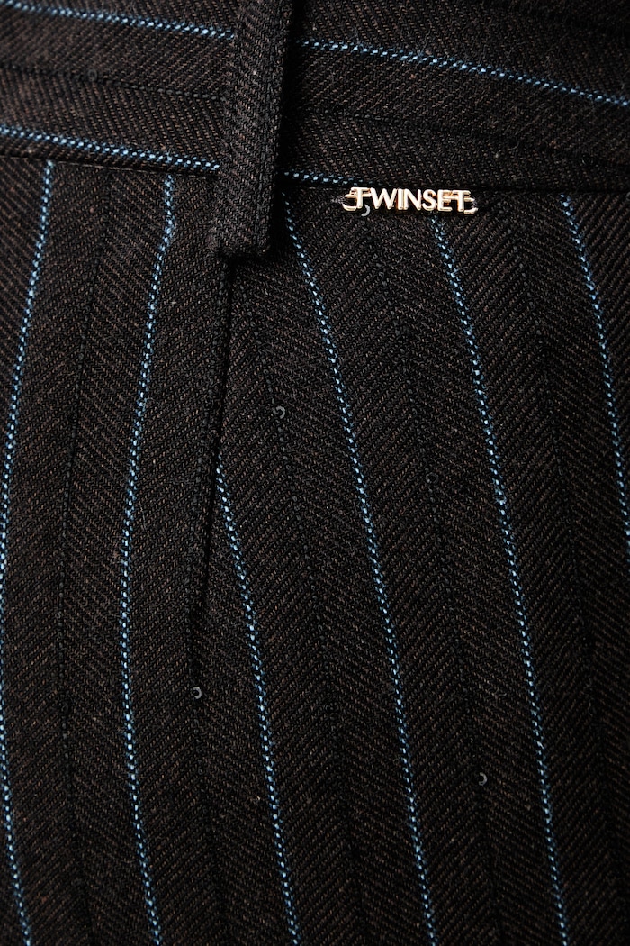 Twinset spodnie damskie z bawełną brązowy 262TF2021