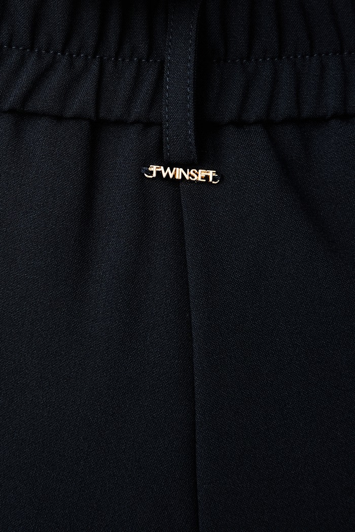 Odzież Twinset spodnie damskie z wiskozą 262TF2014 granatowy