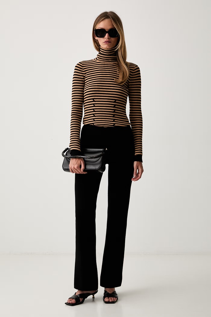 Twinset hlače za žene s viskozom 262TP3099 crna AW26