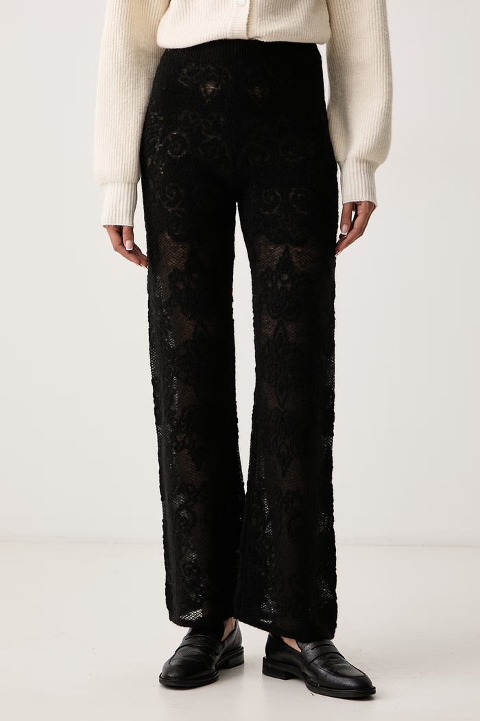 Twinset Spodnie damskie z wełną czarny 262TP3343