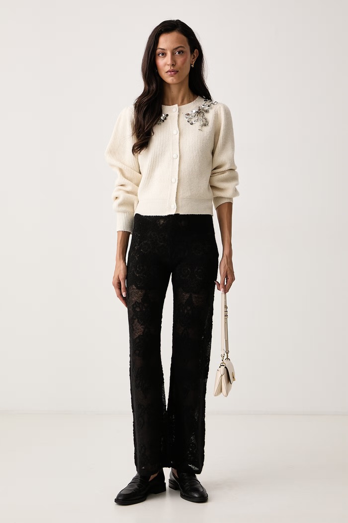 Twinset Spodnie damskie z wełną 262TP3343 czarny AW26