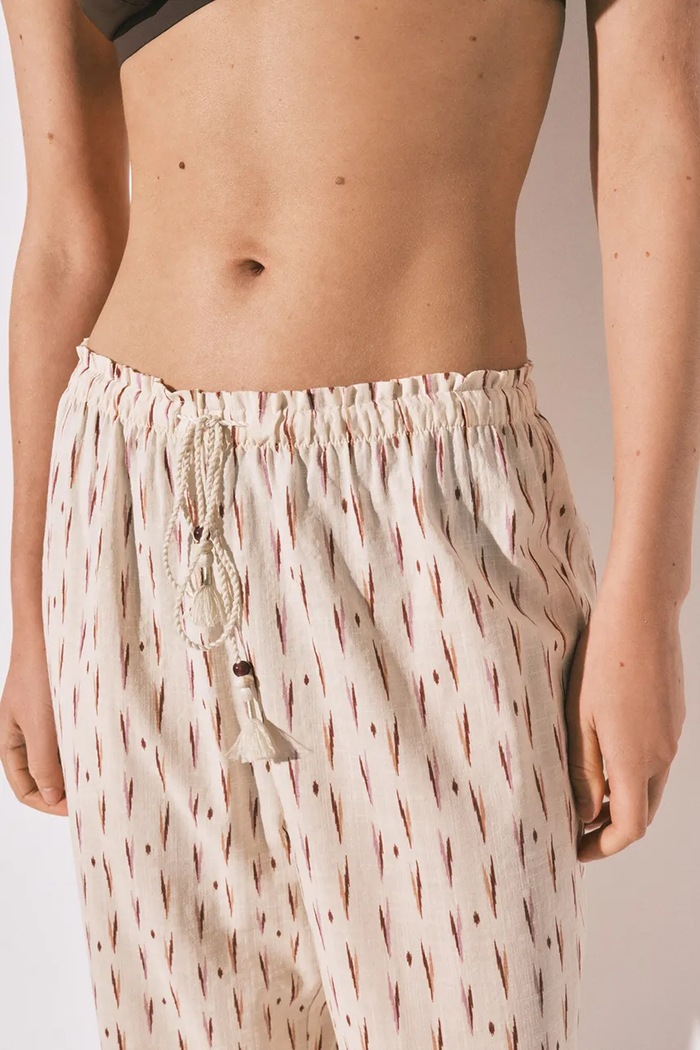 women'secret spodnie lounge damskie z bawełną beżowy 3704534