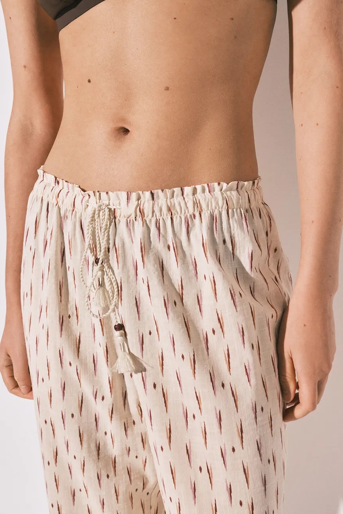 women'secret spodnie lounge damskie z bawełną beżowy 3704534