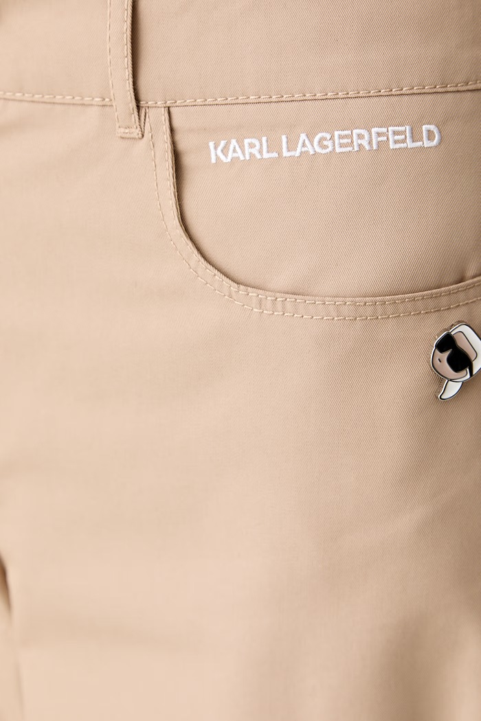 Karl Lagerfeld παντελόνι γυναικείο με βαμβάκι IKON μπεζ B3W10048