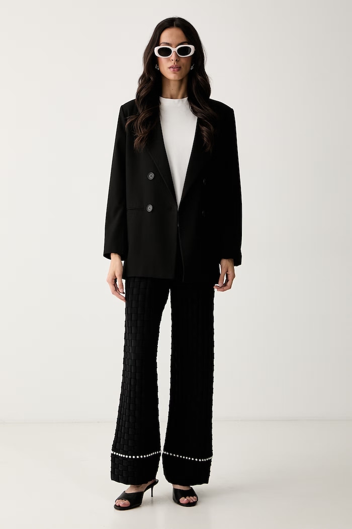 Karl Lagerfeld spodnie damskie z wiskozą B3W10082 czarny AW26