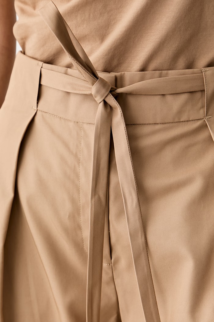 Karl Lagerfeld παντελόνι wide leg γυναικείο βαμβακερό μπεζ B3W10084