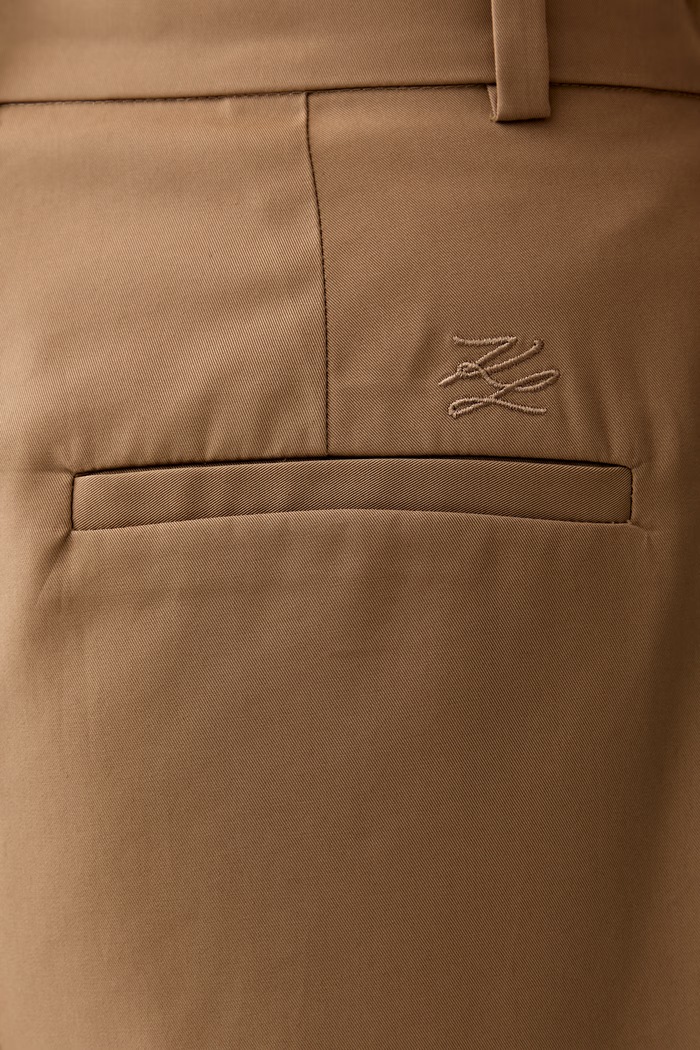 Karl Lagerfeld παντελόνι wide leg γυναικείο βαμβακερό B3W10084 μπεζ