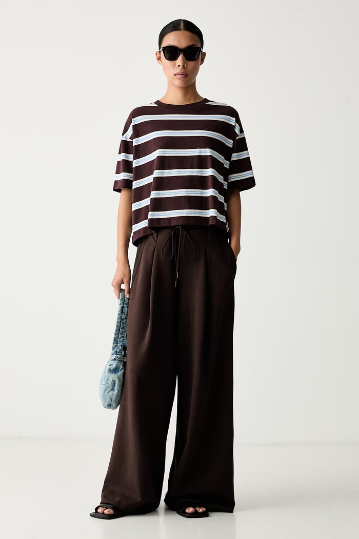 adidas Originals παντελόνι επίσημο γυναικείο με lyocell KY9239 καφέ AW26